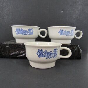 Pfaltzgraffe Yorktowne Blue Floral 7-1 Made in USA Lot of 3 Soup Mug 2 1/2" x 4"